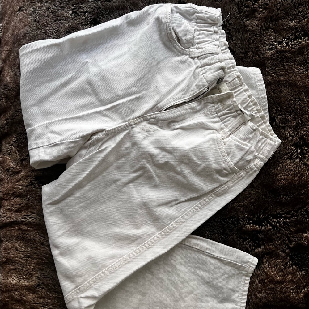 H&M White Elastic Waist Jeans